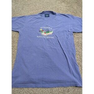 Women's Vintage Grandma Purple Short Sleeve Embroidered T-shirt Flowers Size S/M